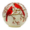 LED Frosted Cardinal Orb with Berry Branch Design (Set of 3)