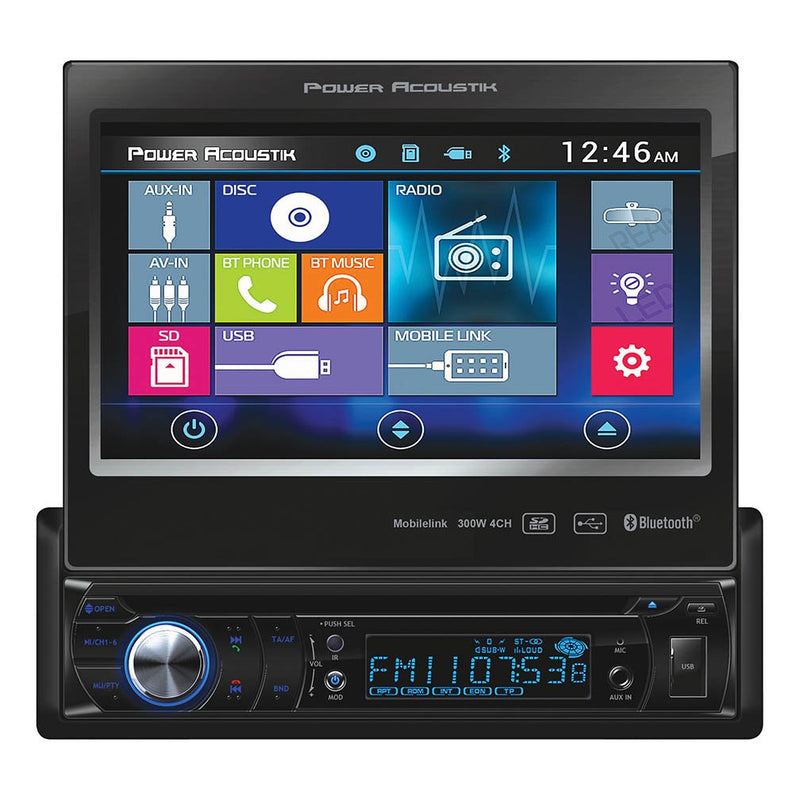 Power Acoustik S. Din 7" Flip out AM/FM/CD/DVD/USB/BT Remote PD-724B