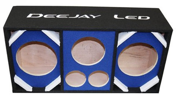 DeeJay LED Car Speaker Enclosure Two 8" Woofers w/ 2 Tweeters & 1 Horn - Blue