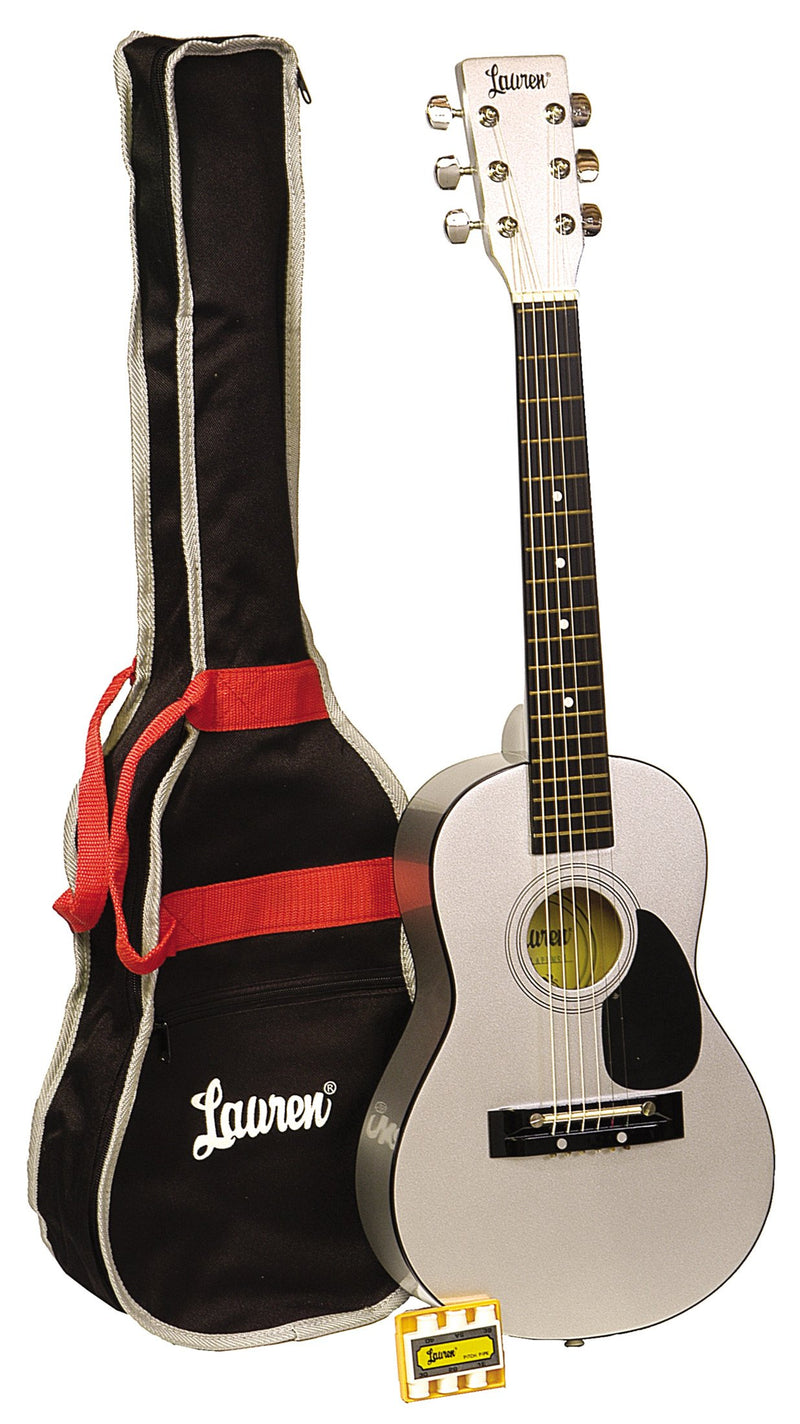 Lauren 30" Acoustic Guitar Package w/ Gig Bag - Silver - LAPKMSL