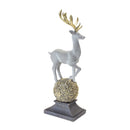 Winter Deer Figurine on Orb 14"H