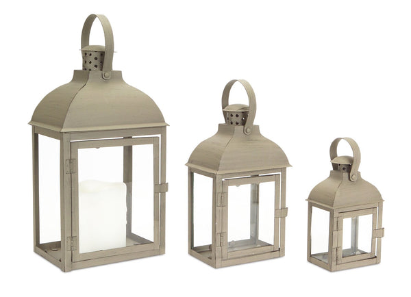 Modern Beige Metal Lantern (Set of 3)