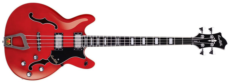 Hagstrom Viking Semi-hollow Electric Bass - Cherry Red - VIKB-WCT