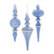 Blue Glass Finial Drop Ornament (Set of 12)