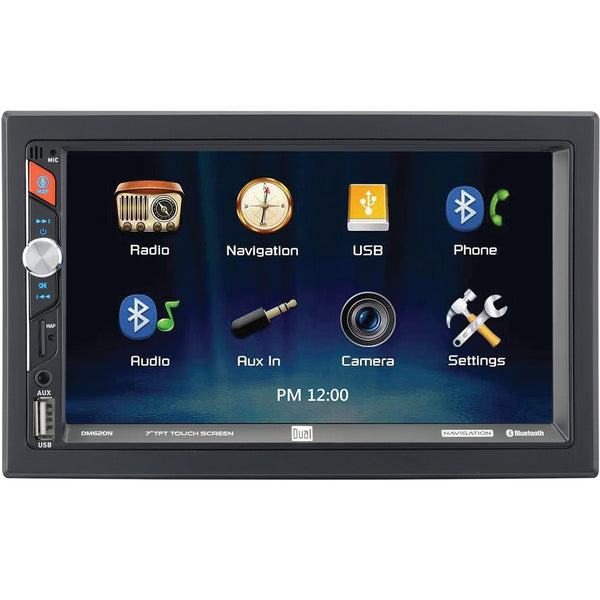 Dual DM620N 7-IN. Double-DIN In-Dash Mechless Receiver w/ Navigation & Bluetooth