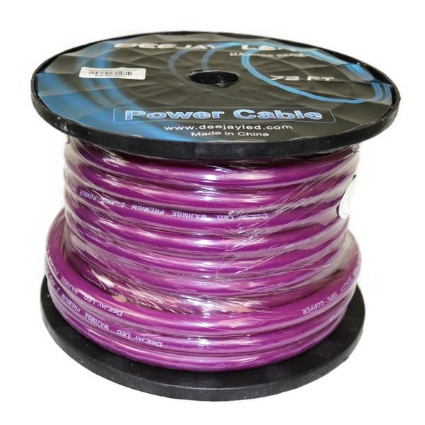 Deejay LED 2 Gauge 72' Copper Power Cable for Car Audio Amplifiers - Purple