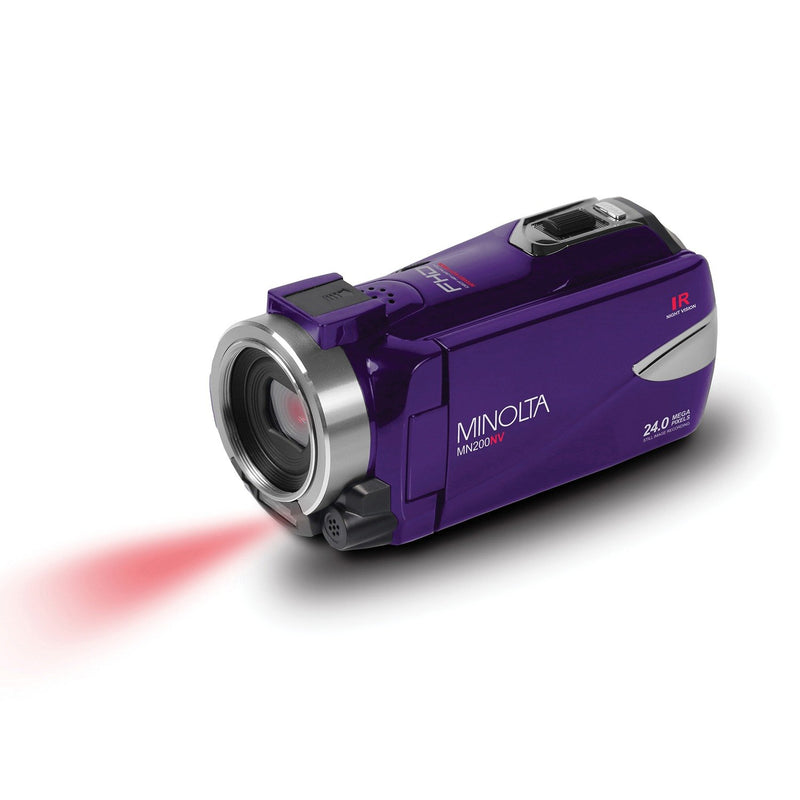 Minolta 1080p Full HD IR Night Vision Wi-Fi Camcorder (Purple) MN200NV-P