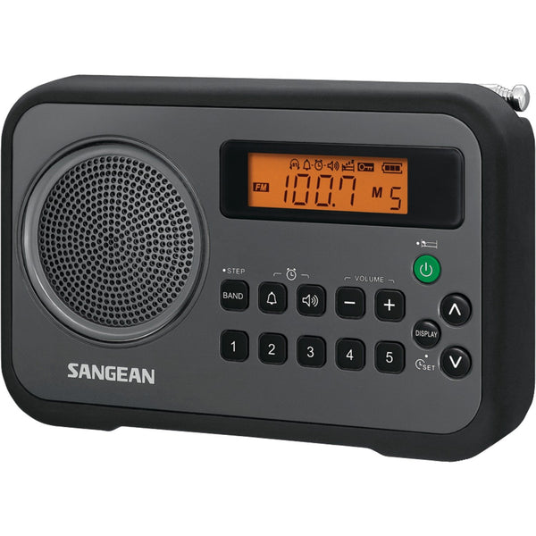 Sangean AM/FM Digital Portable Receiver w/ Alarm Clock - Black - PR-D18BK