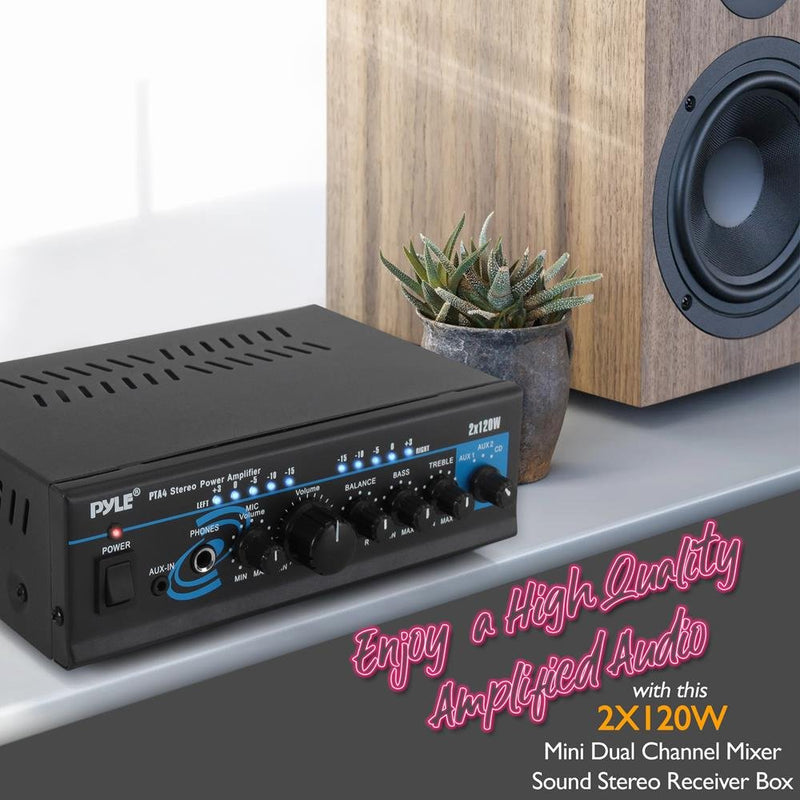 Pyle 120 Watt x 2 Mini Stereo Power Amplifier - PTA4