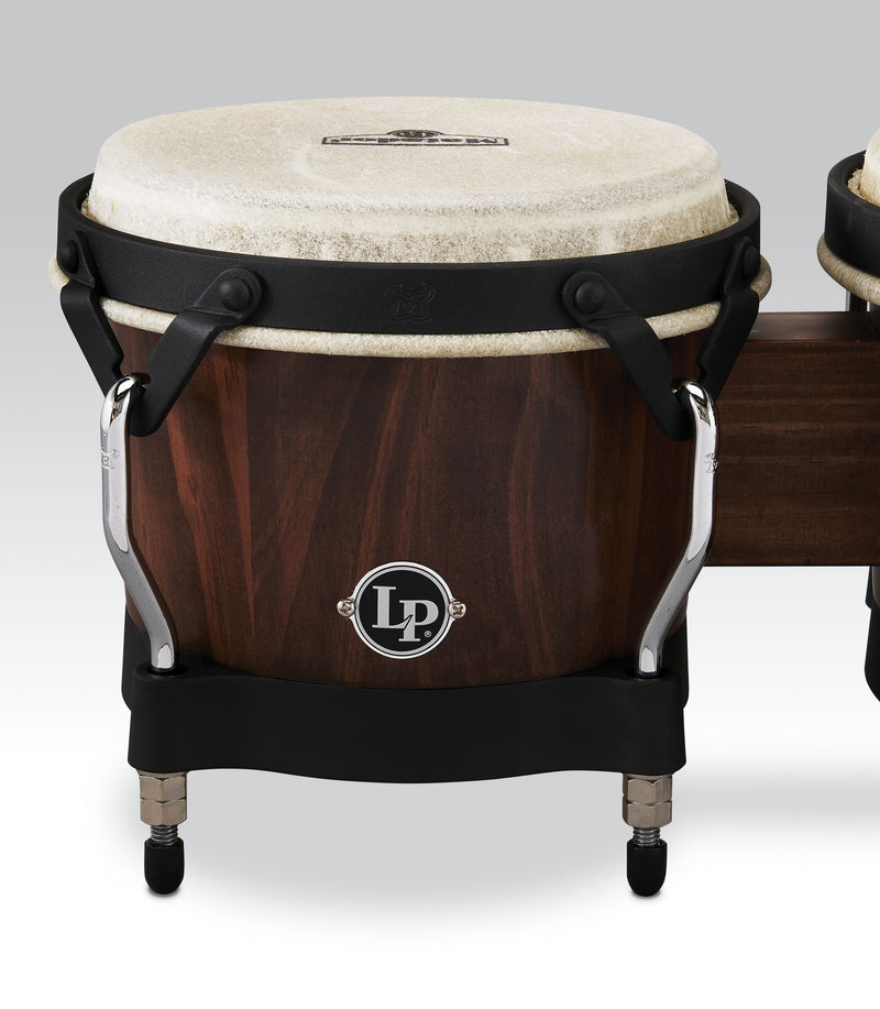 Latin Percussion Matador M201-WB Whiskey Barrel Bongo Set with Black Hardware