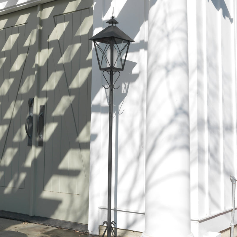 Traditional Iron Lantern Post with Wreath Hanger Hook 5.5'H