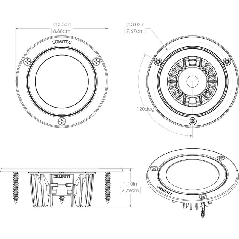 Lumitec Shadow - Flush Mount Down Light - White Finish - Spectrum RGBW