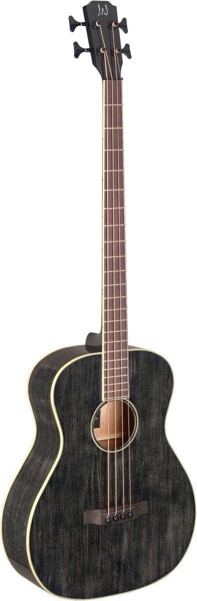 JN Guitars Yakisugi series Acoustic Electric Bass - Doghair/Black - YAK-BAS-E