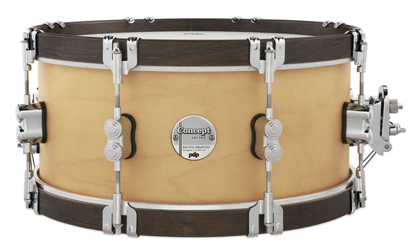 PDP Concept Classic 6.5 x 14 Natural Stain Snare w/ Walnut Stain Wood Hoops