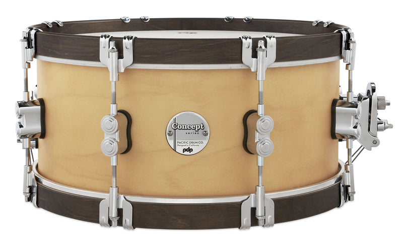 PDP Concept Classic 6.5 x 14 Natural Stain Snare w/ Walnut Stain Wood Hoops