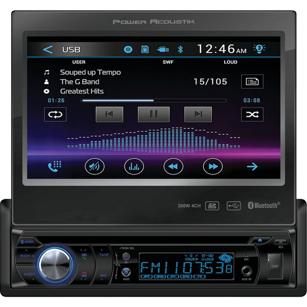 Power Acoustik PD-724B 7" Single-DIN Motorized LCD Touchscreen DVD Receiver