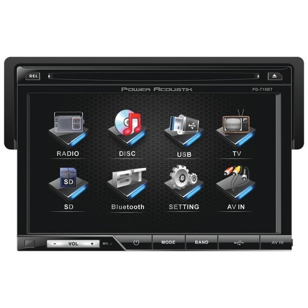 Power Acoustik 7" 1-DIN In-Dash Touchscreen DVD Player w/ Bluetooth - PD-710B