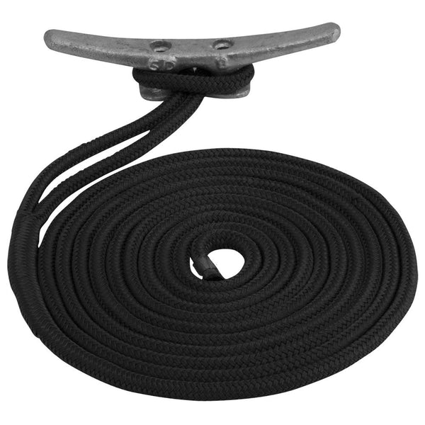 Sea-Dog Double Braided Nylon Dock Line - 3/4" x 50' - Black 302119050BK-1