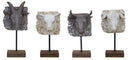 Animal Sculpture - Set of 4 - Rustic Decor w/ Goat Bull Sheep Pig Resin 12"H