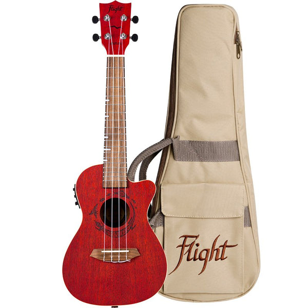 Flight Coral Electro-Acoustic Concert Ukulele w/ Gigbag - DUC380CEQCO