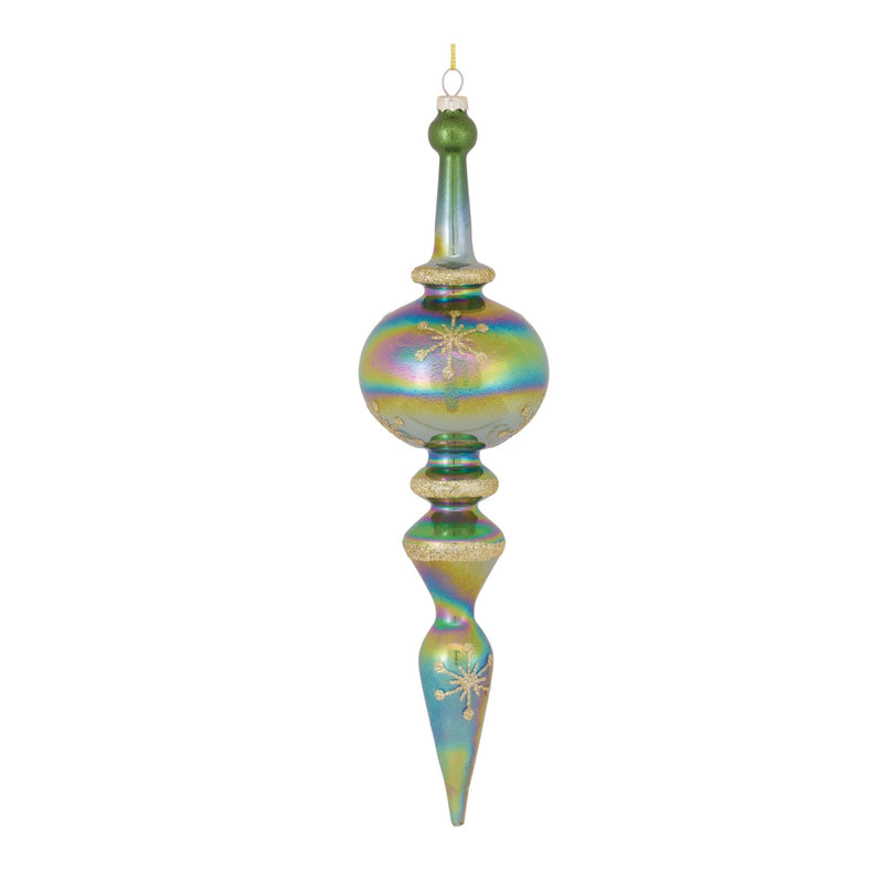 Irredescent Glass Finial Drop Ornament (Set of 6)