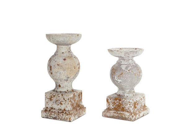 Weathered Stone Candle Holder (Set of 2)