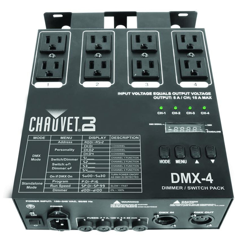 Chauvet DJ DMX-4 LED Lighting 4-Channel Dimmer/Relay Pack