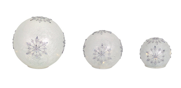 LED Frosted Snowflake Jewel Globe (Set of 3)