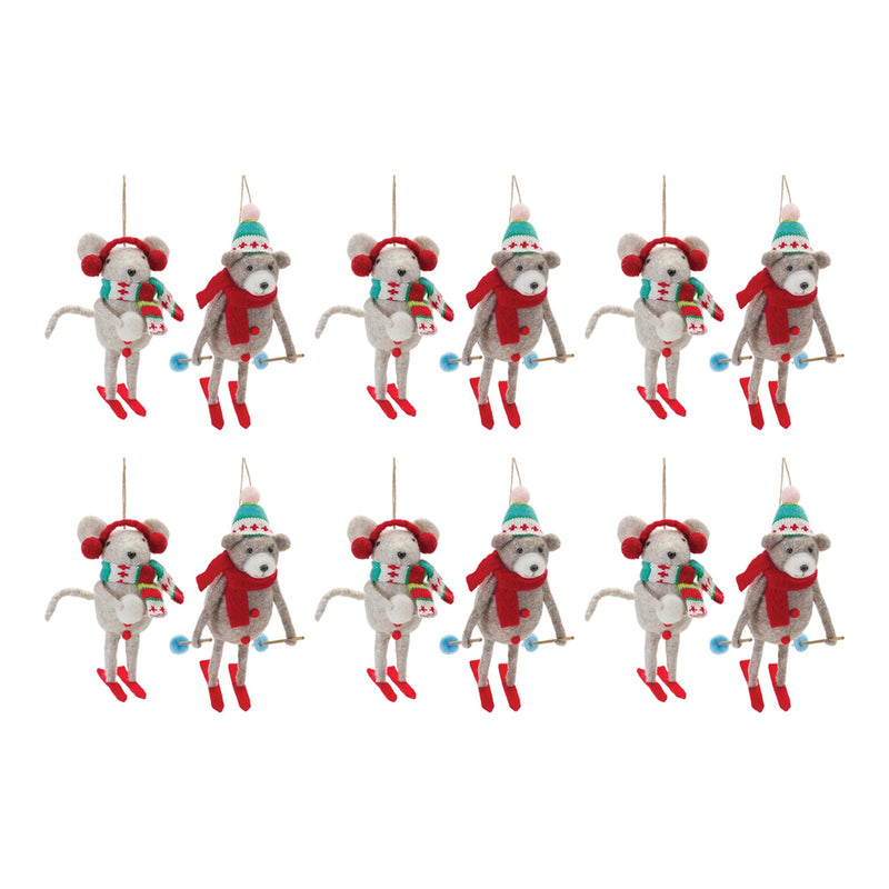 Plush Ski Animal Ornament (Set of 12)