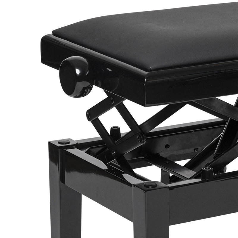 Stagg High Gloss Hydraulic Piano Bench Black w/ Black vinyl top PBH 390 BKP SBK