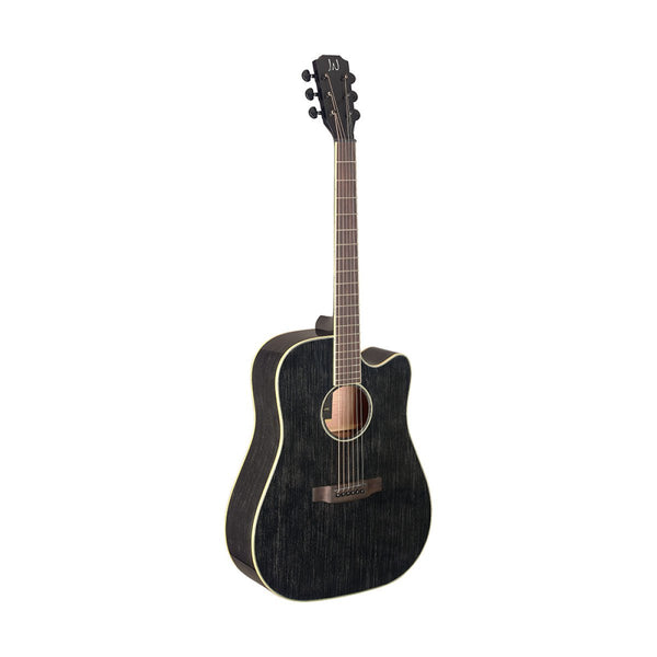 JN Guitars Yakisugi Acoustic Electric Dreadnought Guitar - Black - YAK-D