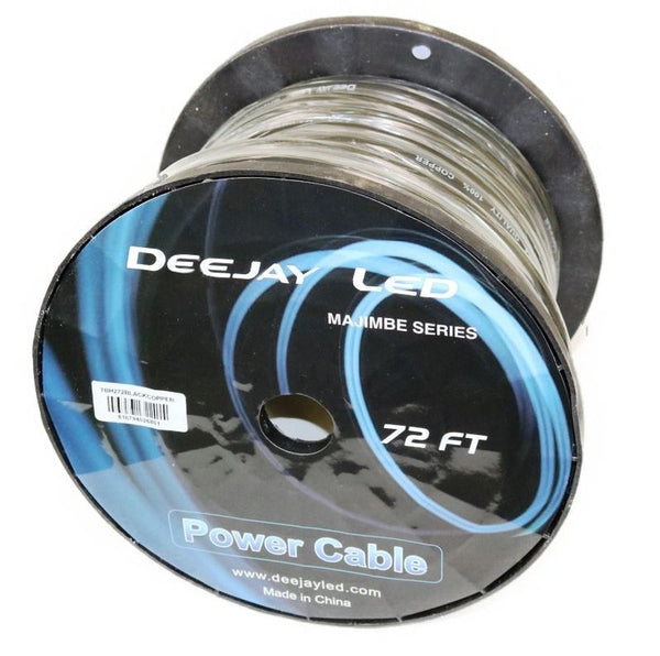 Deejay LED 2 Gauge 72' Copper Power Cable for Car Audio Amplifiers - Black