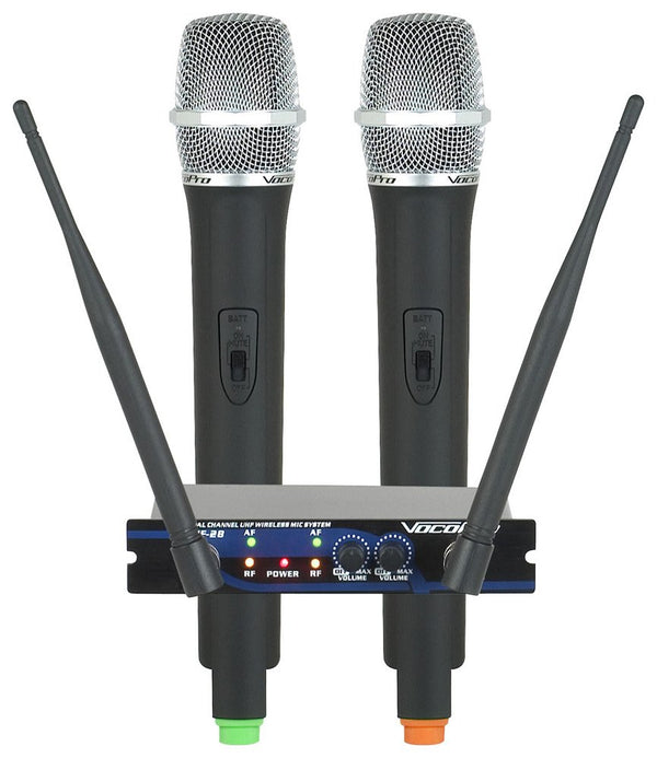 VocoPro Dual Channel UHF Wireless Microphone System - UHF-28-10