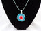 Hat Pendant Necklace - Surf Blue & Red - Hand Painted  - 28" Long Chain