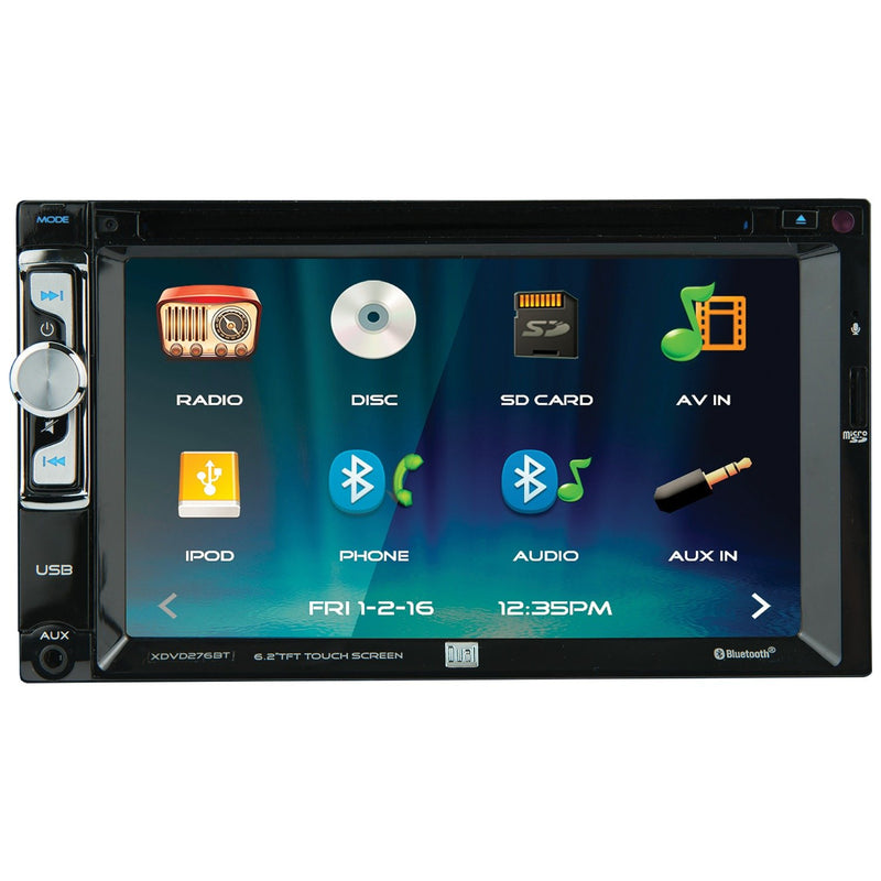 Dual XDVD276BT 6.2-Inch Double-DIN In-Dash DVD/CD Receiver with Bluetooth