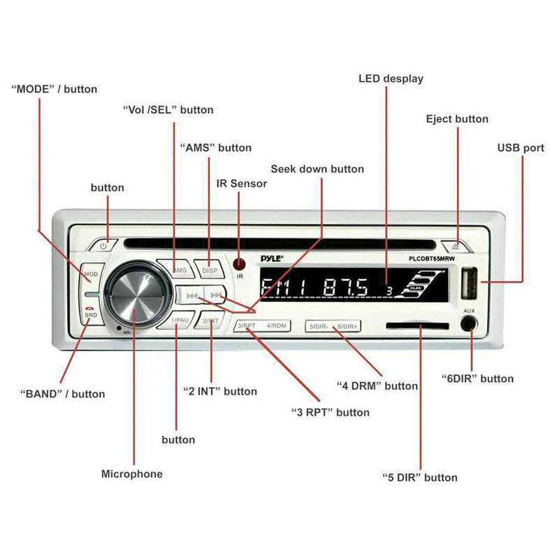 Pyle Marine CD AM/FM Receiver w/ Speakers & Bluetooth - White - New Open Box