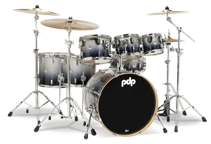 PDP Concept Series 7-Piece Maple 8/10/12/14/16/22/14 Drum Kit - Silver to Black