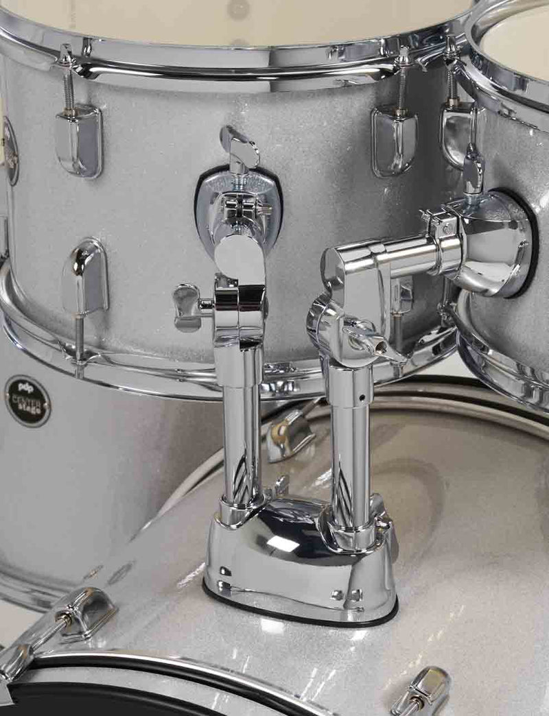 PDP Center Stage 5-Piece Full Drum Kit - 10/12/14/20/14 - Diamond White Sparkle