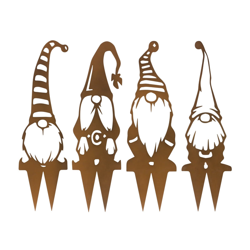 Metal Gnome Garden Stake (Set of 4)