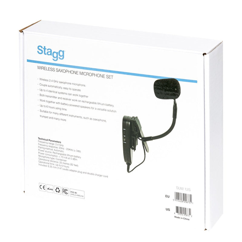 Stagg Wireless Saxophone Microphone Set w/ Transmitter & Receiver - SUW 12S