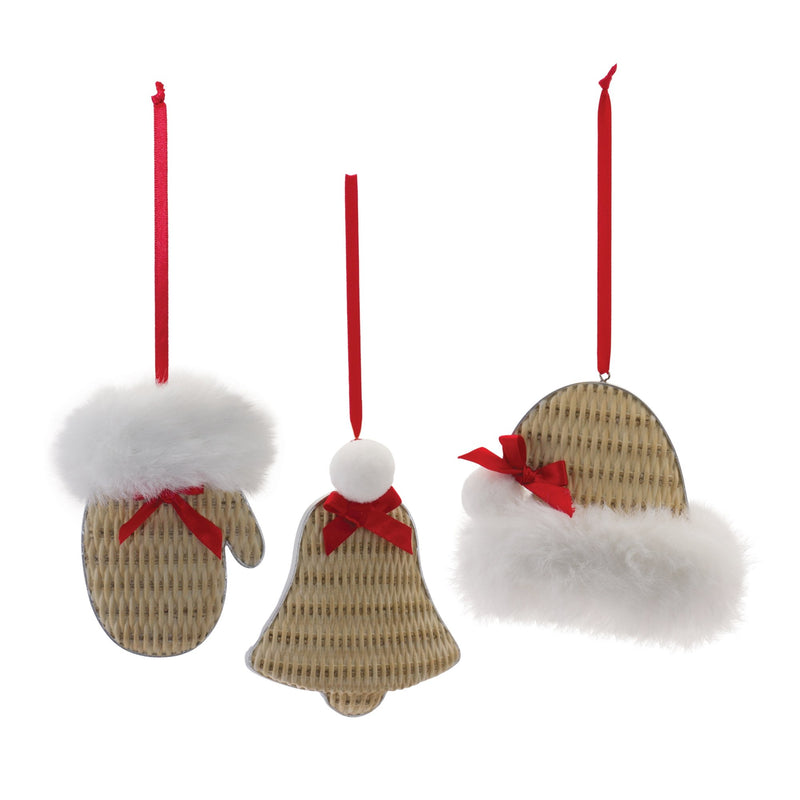 Cozy Mitten Hat and Bell Ornament (Set of 12)