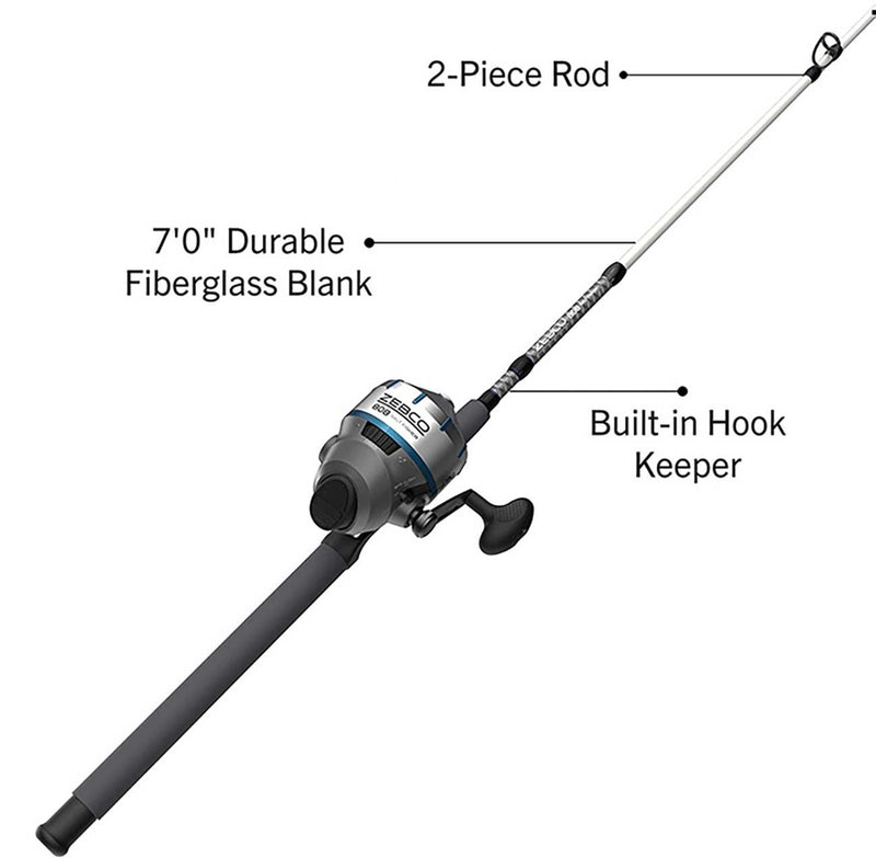 Zebco 808 Saltwater Spincast Reel Fishing Rod Combo 7 ft 808JSF702MHNS3