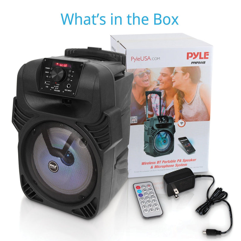 Pyle Portable Bluetooth PA Speaker & Microphone System w/ LED Lights - PPHP844B