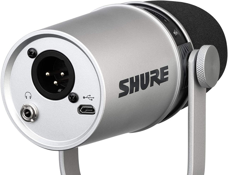 Shure MV7 Podcast Dynamic Microphone w/ USB & XLR - Silver - MV7-S-U