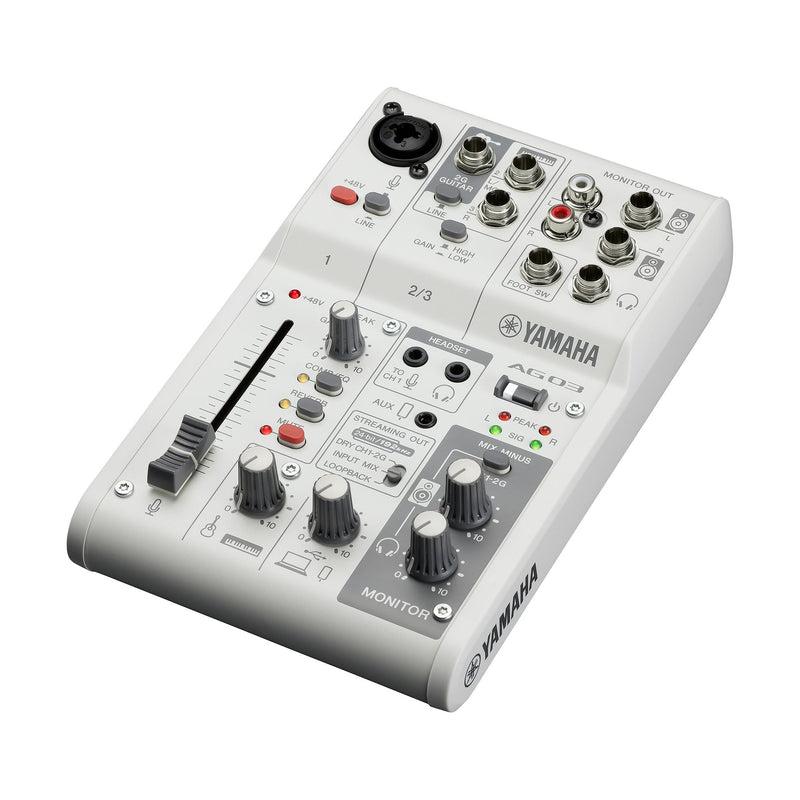 Yamaha AG03MK2WT 3-Channel Live Streaming Loopback Audio USB Mixer - White