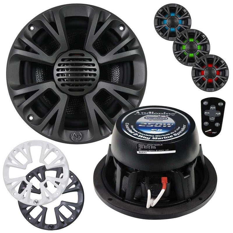 Audiopipe Marine 6″ 2-Way Speakers w/ RGB LED Lights - APMP-T625LD