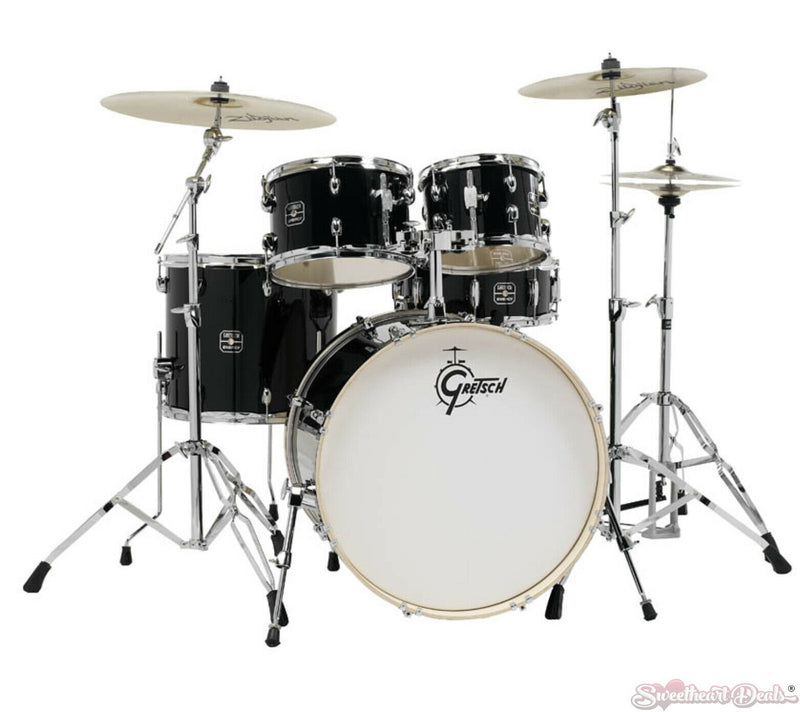 Gretsch Energy 5-Piece Drum Kit with Hardware & Set of Zildjian Cymbals - Black