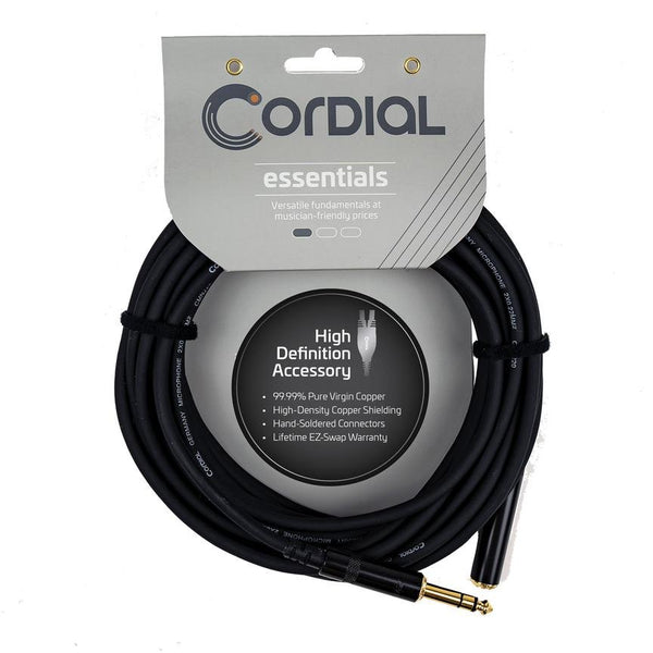 Cordial 33' Headphone Extender - 1/4″ TRS Male to 1/4″ Stereo Female - Black