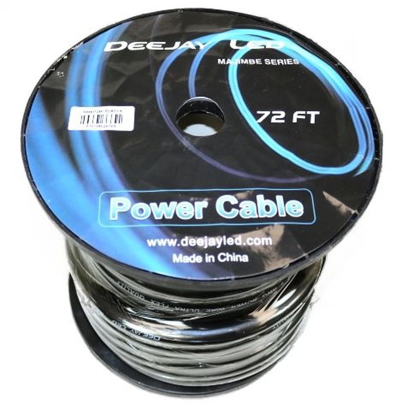 Deejay LED 72 Foot Zero Gauge Thick Power Cable - Black - TBH072BLACKMIX