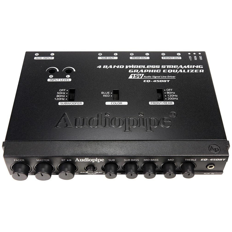 Audiopipe 4 Band Wireless Streaming Graphic Band Equalizer w/Bluetooth EQ-450BT